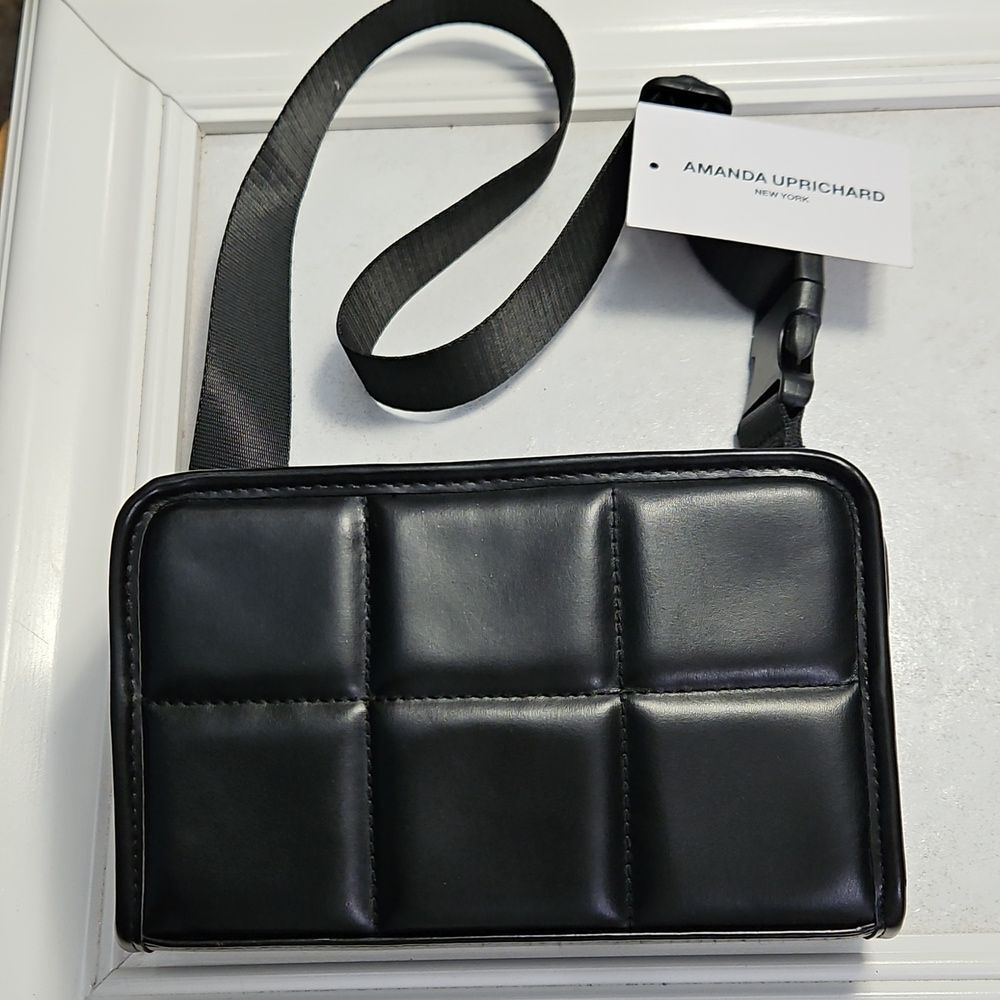 Amanda Uprichard Black Belt Bag NWOT - Gold Tone Zip Waist Pack